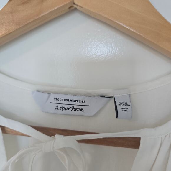 & Other Stories Voluminous Maxi Dress White Size S Oversized Tired Kaftan - Picture 6 of 10